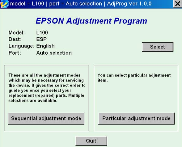 Epson adjustment program l800
